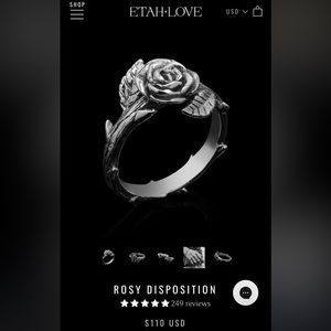 Etah Love Sterling silver ring - Rosy Disposition size 8